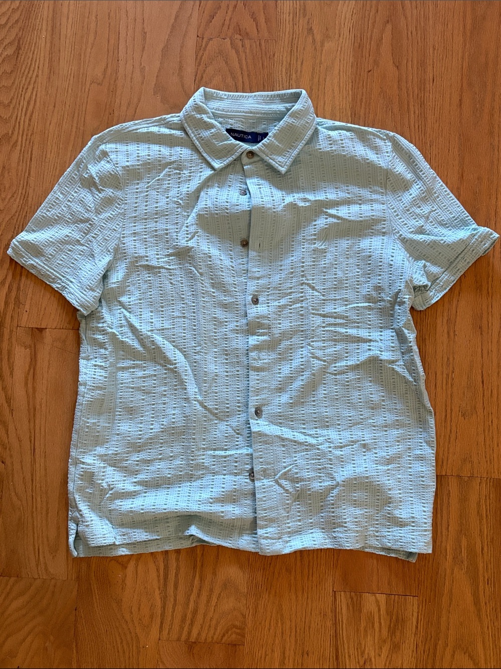 Nautica Men's Pale Blue Short Sleeve Button-Down Shirt